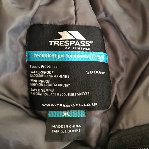 Trespass Ski pants XL black with suspenders waterproof 5000mm - Picture 6 of 6